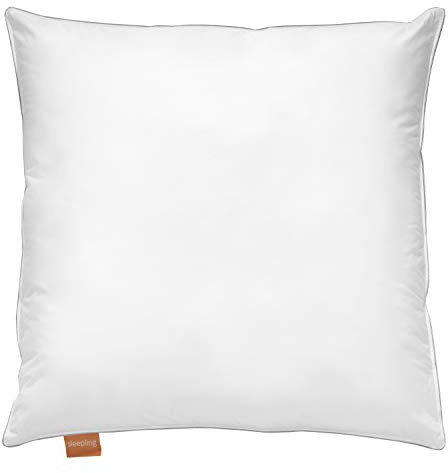 sleepling 197239 Dreikammerkissen Daunenkissen Kopfkissen | Außen 90% Daune / 10% Federn | Innen: 70% Gänsefedern / 30% Luftzellenstäbchen | 100% Baumwolle | Made in EU | Downpass | 80 x 80 cm, weiß