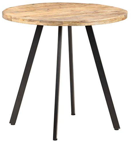 vidaXL Dining Table Round 80cm - Handmade Mango Wood Dining Table with Iron Legs - Compact Industrial Style Kitchen Table, Brown