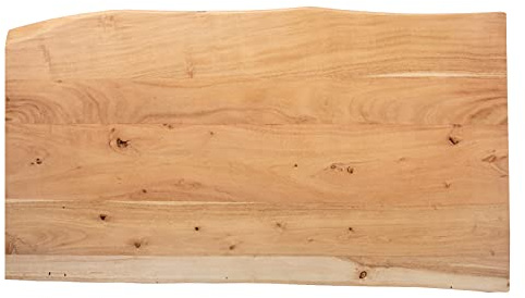 SAM Tischplatte 100x60 cm Emilia, Holzplatte Akazienholz massiv + naturfarben + lackiert, Baumkanten-Platte für Heimwerker, Arbeitsplatten, Tische & Fensterbretter