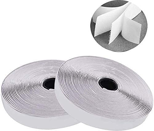 IHKFILAN Hook and Loop Tape Self Adhesive Strips Adhesive Backing (White, 25 mm, 10 Metres)