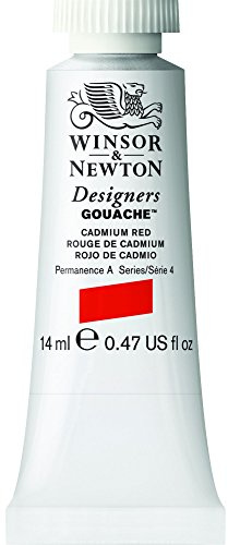 Winsor & Newton Designers Gouache - Peinture Gouache pour le Dessin, L'illustration, le Design - Aquarelle Opaque, Tube de 14ml, Couleur Rouge De Cadmium Row