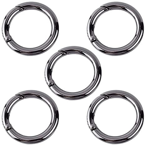 5 Pcs Spring O Rings Zinc Alloy Locking Carabiners Round Carabiner Snap Clips for Bags, Purses, Keychain, Camping, Hiking