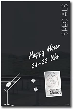 SIGEL GL296 Premium Glas-Magnettafel 60x40 cm, Design Cocktail hochglänzend, SGS geprüft, einfache Montage, incl. 3 starke Magnete, Artverum