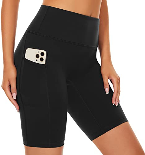 SIMIYA Cycling Shorts Women High Waist Short Leggings with Pockets | Tummy Control Gym Shorts Soft Comfort Pants Stretch Tights for Running Gym Yoga