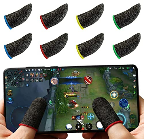 4 Paar mobile Gaming-Fingerhüllen, atmungsaktive Touchscreen-Daumenhüllen mit atmungsaktiven professionellen Gaming-Fingerhüllen mit rutschfestem Anti-Schweiß-Gaming mit hoher Empfindlichkeit