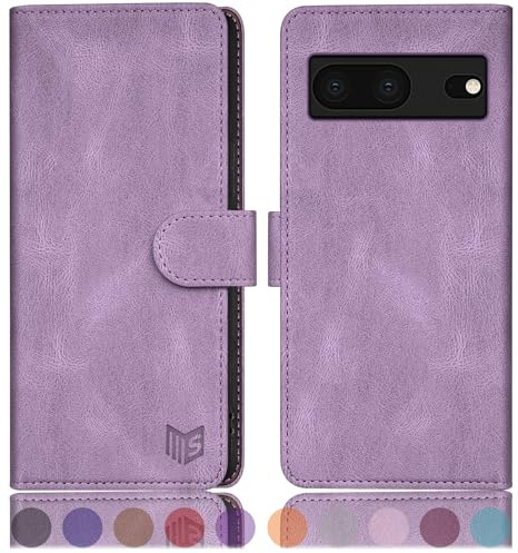 SUANPOT [RFID Schutz für Google Pixel 7 5G Hülle PU Leder Handyhülle Lederhülle Klapphülle Kartenfach Flip Cover für Pixel 7 Handy hülle Leather Wallet Phone Case (Violett)
