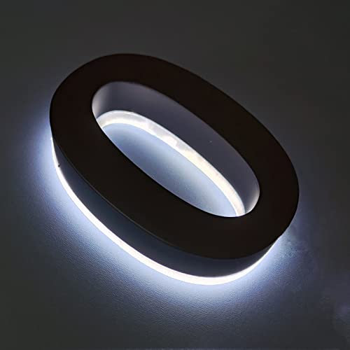 Numeri Di Indirizzo A LED, Numeri Civici Illuminati A LED Retroilluminati, Numeri Civici A LED Illuminati In Acciaio Nero Per Esterni, Insegne Luminose, Luce Bianca,6 Pollici,6
