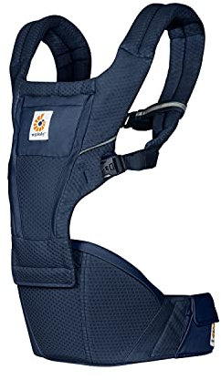 Ergobaby Alta Hip Seat Babytrage mit Babyhüftsitz für Babys und Kleinkinder ab 4 Monaten (5,5 kg - 20,4 kg), Hüftsitz Trage Hüfttrage mit SoftFlex Mesh, Midnight Blue