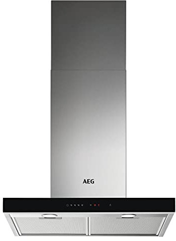 AEG DBE5660HB Kamin-Dunstabzugshaube mit Glas / Serie 8000 mit Breeze / Abluft oder Umluft / 60cm / Edelstahl / Hob²Hood / max. 480 m³/h / min. 56 – max. 73 dB(A) / A / Touch-Bedienung / Edelstahl