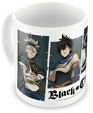 Grupo Erik Taza Black Clover Asta, Yuno, Noelle & Yami - Taza desayuno - Taza cerámica 350ml - Taza te - Taza café - Licencia oficial