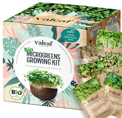 valeaf BIO Microgreens Anzuchtset I Starter Kit zur Sprossen Samen Anzucht I Microgreens Anzucht Sprossensamen I Sprossen Set zum Sprossen selber Züchten I Mikrogrün Samen
