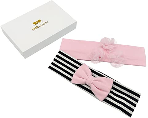 HAARallerliebst Hårband med rosett (36 cm | set om 2 | rosa rosett) inkl. låda för förvaring
