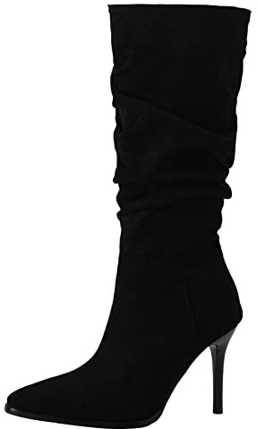 Joliss Femmes Talons Hauts Bottes Slouch Femmes Pointu Bottes Slouch Femmes A Enfiler Soirée Bottes Slouch Noir Taille 45 EU/47Cn