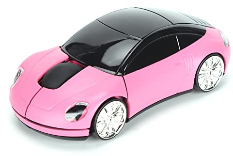 2,4G Trådlös Mus, Söt Bilmus med USB-mottagare, 1600DPI Optiska Möss för PC-dator Bärbar Surfplatta, med LED-ljus (rosa)