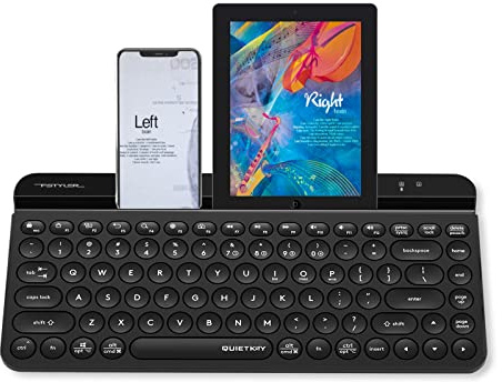 Bloody FBK30 Clavier sans fil multi-appareils QuietKey 2,4 G et Bluetooth double mode, jusqu'à 4 appareils, portable avec support intégré pour Mac iOS Windows Android (noir classique)