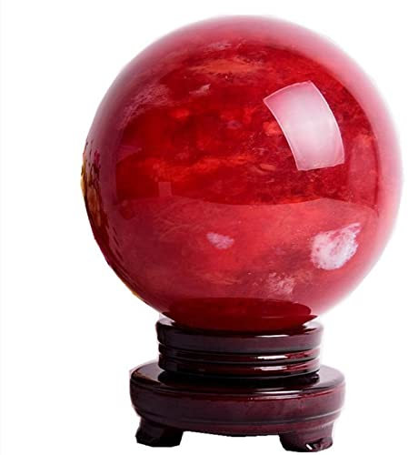 GOOBIX Karneol Heilkristall Weissagungskugel Skulptur Figur Edelsteinkugel, Feng Shui Chakra Aura Home Desk Decor Dekorative Sammlung, Mit Holzständer,2.36in