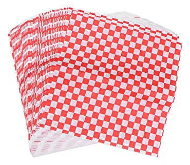 VILLCASE Kariertes Lebensmittelverpackungspapier Fettbeständig Beschichtetes Papier 28x26cm Sandwich Wrap Für Picknick Party Papptischsets