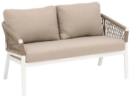 Hespéride - Gartensofa ORIENGO Taupe & Weiß - Epoxidbeschichtetes Aluminium - Polyester - Taupe/Weiß