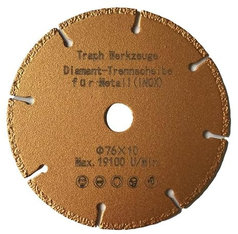 Disque à tronçonner diamanté Φ76 mm pour métal et acier inoxydable (inox)