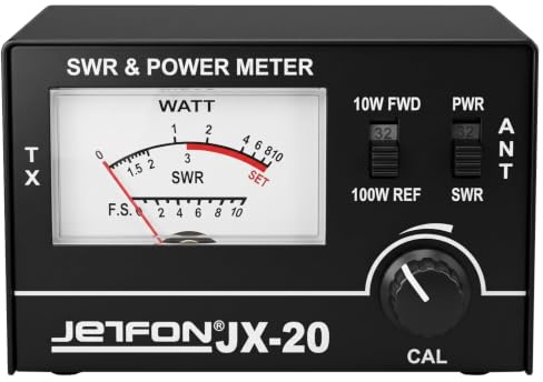 Jetfon JX-20 Kompaktes SWR- und Leistungsmessgerät - Stehwellenmessgerät & Wattmeter 1.5-150 MHz 100W für CB- & VHF-Funk