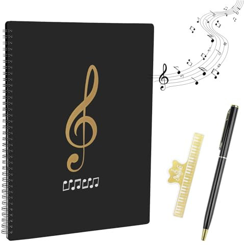 JOLIGAEA 100 Seiten A4 Notenmappe, Chormappe, Schwarz Notenordner, Notenmappe für Notenblätter, Wasserdicht Kunststoff Music Folder, Konzert-Chorfolder für Musiker und Band Note