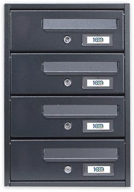 1000brico Cassetta Postale Condominiale 4 Posti cm 30x17x42 - Modello Modular, Antracite, A Parete, Cassetta Postale