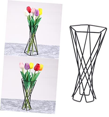 SEWOART Tillandsienhalter aus Eisen, Geometrisch Hohl, Schwarz