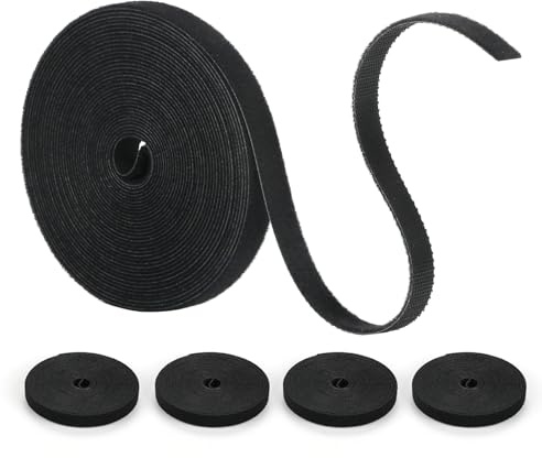 20 m kardborreband, 4 × 5 m × 10 mm kardborrband, brett återförslutningsbart, fritt kan skäras till, kardborreband, buntband, svart, kabel, kardborrband för trädgård, Oficina hogar-snöre, slangar