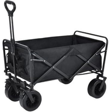 OYWEHECE Zusammenklappbarer Outdoor-Gebrauchswagen, Zusammenklappbarer Gartenwagen mit 8-Zoll-Geländerädern, Verstellbarem Griff und Getränkehaltern für Camping, Picknick,C