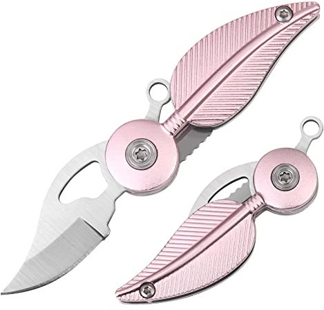 CZAYEFNH Mini Messer Rosa mit Schlüsselanhänger, Mini Taschenmesser, Schlüsselanhänger messer, Klappmesser, Outdoor messer, Neck Knife, EDC Messer, Geschenk für Damen, Freundin