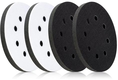 4 Stück Verbesserte Schaum-Schleifpads für Exzenterschleifer, 125 mm 8-Loch Weiche Schleifpads, Polier- und Bufferscheiben für Bohrmaschine, Schlagfest & Geräuscharm (Schwarz, Weiß)