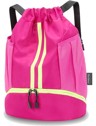 Rudmox Sportbeutel mit Schuhfach - Wasserdichter Kordelzug Rucksack für Damen & Herren - Gymbag & Turnbeutel Ideal für Fußball, Basketball & Training (Rosa)