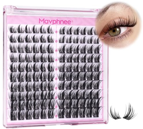 Mavphnee Natural Lash Cluster Wimpernverlängerungen Wispy CC Curl 10-16MM DIY Wimpernverlängerung 120 Stück