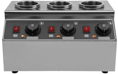 DJOAIUYF 240W Schokolade für Schokobrunnen Schmelztopf,Temperiergerät Schokolade,Saucenwärmer 3-Topf Edelstahl Schokowärmer Saucenwärmer mit 3 Flaschen Saucenwärmer (30°C - 85°C)