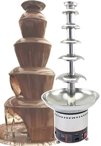 4-7 Tiers Chocolate Fountain, Electric Chocolate Fountain Melting Machine, Chocolate Fondue Fountain, Stainless Steel Fondue Candy Fountain, 0~150 °C Adjustable Temperature,6tiers