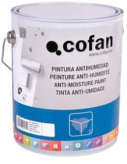 Cofan Pintura Antihumedad Sintética | Blanco Satinado o Mate | Capacidad: 750 ml o 4 Litros | Protección Resistente para Paredes y Techos Interior/Exterior (Blanco Satinado, 4 Litros)