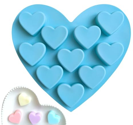 MLqkpwy Stampi per budino per dessert, stampi in silicone per cioccolato - Stampi per torta a forma di cuore con 10 griglie,Stampi facili da rilasciare, stampi da forno per uso alimentare per