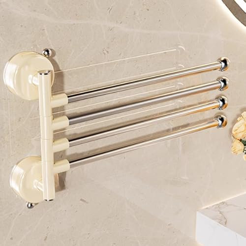 Brazos de 180 ° de Rotación Toalleros,Toallero Giratorio con Ventosa, toallero de baño Plegable con múltiples Varillas para baño sin Perforaciones, Estante de Almacenamiento