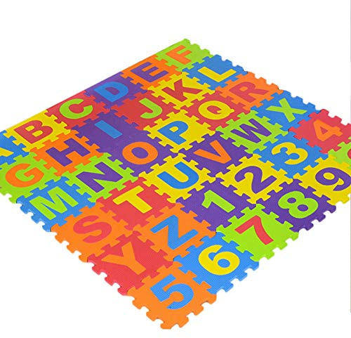 Tappeto Puzzle Bambini 36 Pezzi | Soffice Schiuma EVA | Tappeto da Gioco per Bambini | Tappetino Puzzle | 15,5 cm x 15,5 cm x 9 mm (Lettere + Numeri)
