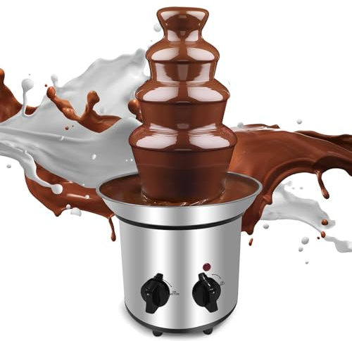 ZEVELOO Chocolate Fountain Machine 4 Tiers Electric Chocolate Fondue Fountain Machine Cheese Fountain Perfect for Nacho Cheese, Chocolate Sauce, Wedding, Party