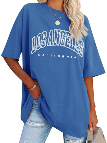Dresswel Womens Los Angeles California T-Shirt Oversized T Shirts for Women | Vintage Classic Graphic Print Summer Loose Baggy Tops Crew Neck Short Sleeve Plus Size Casual Tee Shirts
