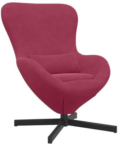 vidaXL Eiersessel Weinrot 63 x 73 x 90 cm Samt, Stylischer Egg Chair, moderner Lounge-Stuhl, Bequeme Sitzgelegenheit, vielseitiger Drehstuhl, sanfte Berührung für drinnen