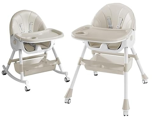 Chaise Haute Evolutive 6 en 1,Transat, Balancelle et Rocker Multifonction pour Bébé (0m+ 15kg) / Reclinable, Pliable et Réglable,Harnais 5 Points,Siège de table enfant