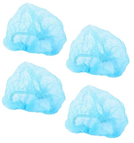 COLLBATH 10 Stück Einweg Haarnetze Aus Vlies Atmungsaktive Blaue Reinigungskappen Elastisch Für Make up Lebensmittelbereich Und Labor