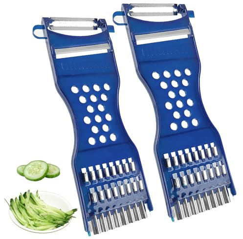 Set Di 2 Pelapatate Multifunzione 6 In 1,Sbucciatore Pela Patate E Verdure, Grattugia Per Formaggio, Taglia Verdure Portatile Da Cucina (Blu)