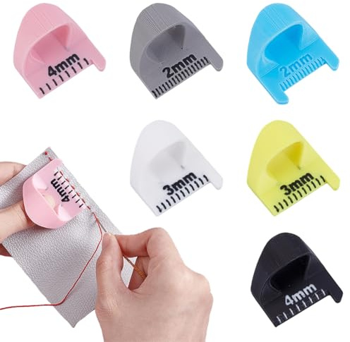 UNICRAFTALE 6 Pièces 6 Couleurs Patron De Couture À Doigt Bordure Point Plastique Jauge Couture Piquage Avec Guide Pouce 2/3/4mm Outil Guide Point DIY Pour Couture Piquage Loisirs Créatifs