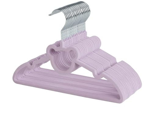 ManGotree 32 cm Baby sammetshängare ultratunn barnhängare 20-pack lila | Halkfria söta björnhängare med 360° vridbar krok, platsbesparande filt småbarn klädhängare för barngarderob