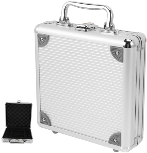 WHAMVOX Pokerkoffer für Chips und Karten Große Kapazität Robuster Poker Chip Case mit Tragegriff Kratzfester Kartenhalter für Hold Blackjack und Kartenspiele Silberfarbenes