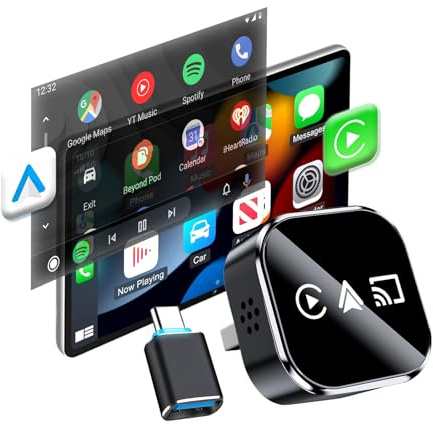 auvstar 2026 Upgraded mit Mirror Link, 3 in 1 CarPlay & Android Auto Wireless Adapter für iOS 11+/Android 11+,USB/Type-C Adapter,Unterstützt Alle Fahrzeuge mit Kabel-CarPlay AB 2016