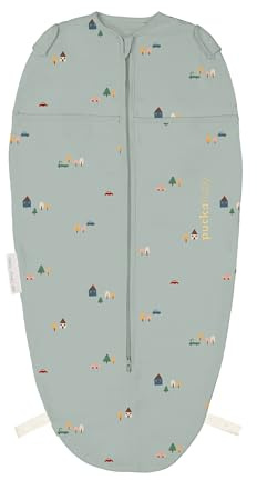 PUCKABABY - Baby-Wickelschlafsack 3-6 Monate | 62-74 cm - Mini - Ganzjahres Pucksack - 0.5 TOG - Baumwolle - Tiny Village